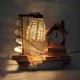 Valentine'S Day Creative Furnishing Articles Gifts Boutique Handicraft Sailboat Wooden With Clock Desk Lamp Led Light