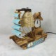 Valentine'S Day Creative Furnishing Articles Gifts Boutique Handicraft Sailboat Wooden With Clock Desk Lamp Led Light