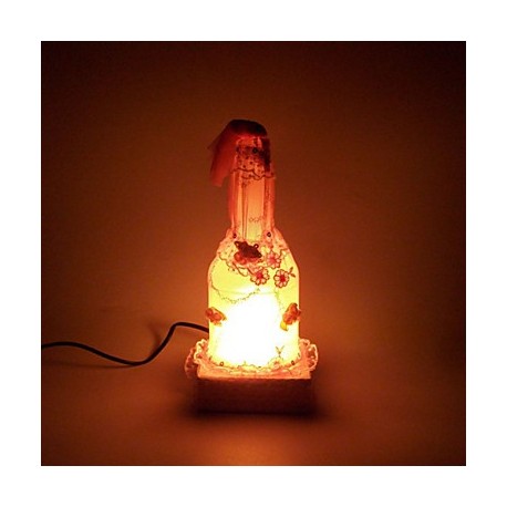 10*10*26CM Valentine'S Day Creative Furnishing Articles Gifts Vintage Handicraft Lace Bottle Desk Lamp Led Light