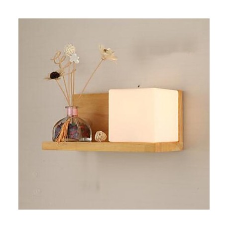 E27 220V 31*14*14CM 10-15㎡ Creative Contemporary And Contracted Solid Wood Glass Wall Lamp