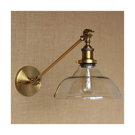 The Iron Glass Bronze Brass Arm Style Retro Creative American Country Hall Bedroom Wall Lamp