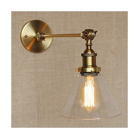 The Iron Glass Bronze Brass Arm Style Retro Creative American Country Hall Bedroom Wall Lamp