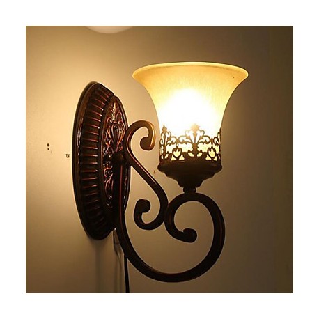 31*16*24CM Europe Type Restoring Ancient Ways, Wrought Iron Bedroom Glass Wall Lamp LED Light