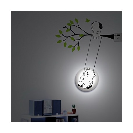 E14 220V Little Bear High Temperature Resistant Plastic LED Light And Creative 3D Wall Paper Wall Lamp