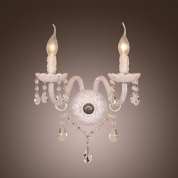 Crystal Wall Light with 2 Lights in Candle Bulb
