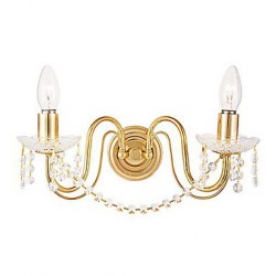 Golden Crystal Wall Light with 2 Lights