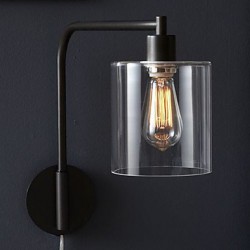 60W Modern Wall Light with Glass Drum Shade