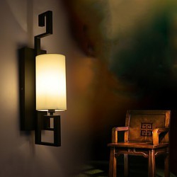 Modern American Style Antique Lamp Living Room Bedroom Hotel Rooms White Cloth Wall Lamp