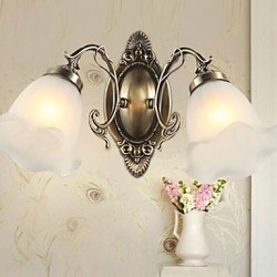 42*22CM Retro Glass Simple European Modern Elegance, Wrought Iron Wall Lamp LED Light