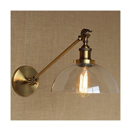 The Iron Glass Bronze Brass Arm Style Retro Creative American Country Hall Bedroom Wall Lamp