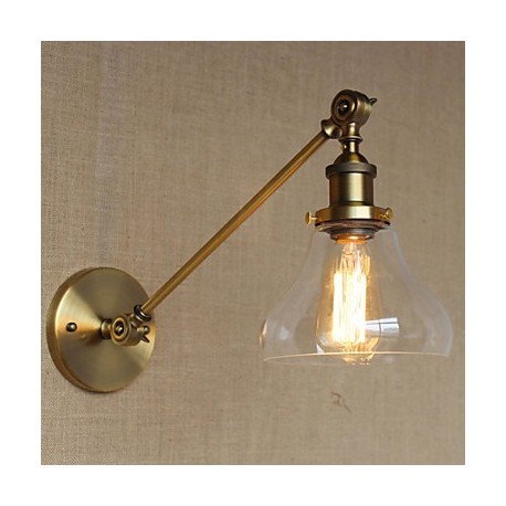 The Iron Glass Bronze Brass Arm Style Retro Creative American Country Hall Bedroom Wall Lamp