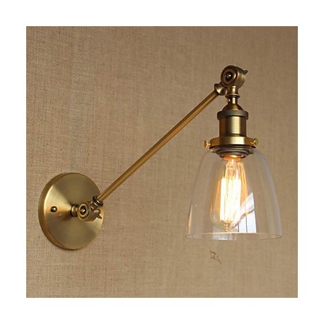 The Iron Glass Bronze Brass Arm Style Retro Creative American Country Hall Bedroom Wall Lamp