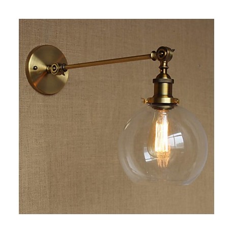 The Iron Glass Bronze Brass Arm Style Retro Creative American Country Hall Bedroom Wall Lamp