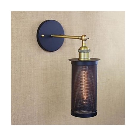 Wall Lamp, Wrought Iron With Iron Net