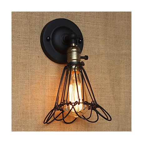 American Industrial-Style Decorative Wall Sconce Iron Mesh Fence