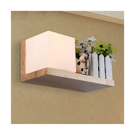 Oak Wall Lamp, One Light, Oak and Glass, 220~240V (JY945L)