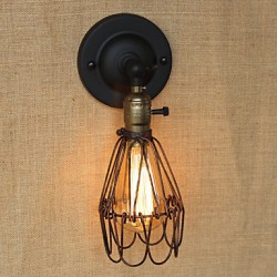 American Industrial-Style Fence Rusty Iron Mesh Decorative Wall Sconce