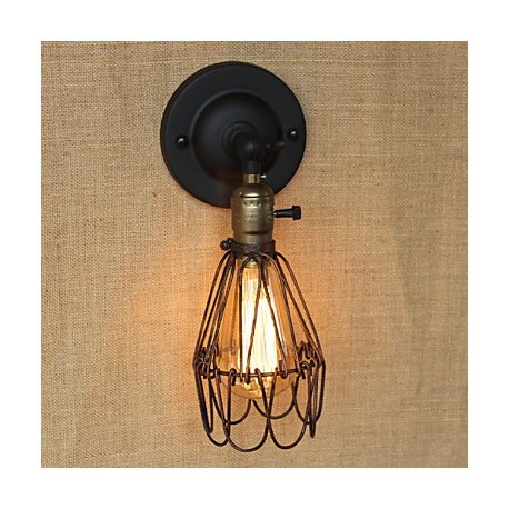 American Industrial-Style Fence Rusty Iron Mesh Decorative Wall Sconce