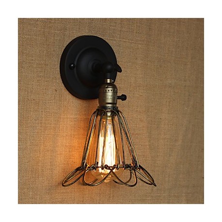 American Industrial-Style Fence Iron Mesh Bronze Decorative Wall Sconce
