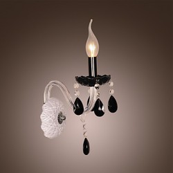 Black Crystal Wall Light with Candle Bulb