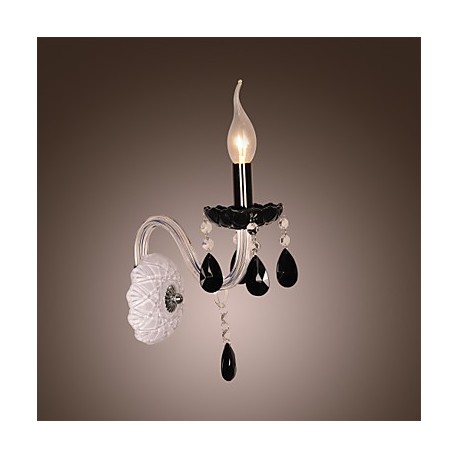 Black Crystal Wall Light with Candle Bulb