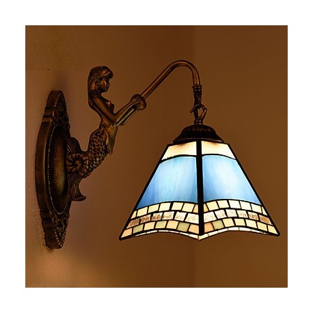 E27 220V 30*25CM 3-5㎡ European Mediterranean Contracted Rural Creative Wrought Iron Wall Lamp Glass Led Lights