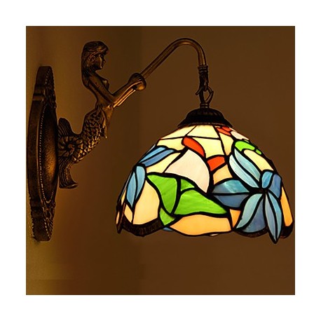 E27 220V 27*25CM 3-5㎡ European Contracted Rural Creative Wrought Iron Wall Lamp Glass Led Lights