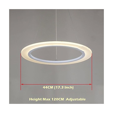 LED Pendant Light Round Ceiling Chandelier Milky Acrylic Ceiling Lamps with Single Ring D50CM Ac 100 to 240v