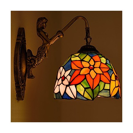 E27 220V 27*25CM 3-5㎡ European Contracted Rural Creative Wrought Iron Wall Lamp Glass Led Lights