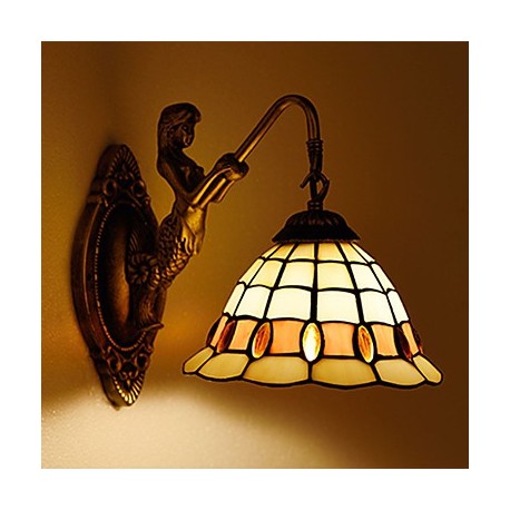 E27 220V 22*28CM 3-5㎡ European Contracted Rural Creative Wrought Iron Wall Lamp Glass Led Lights