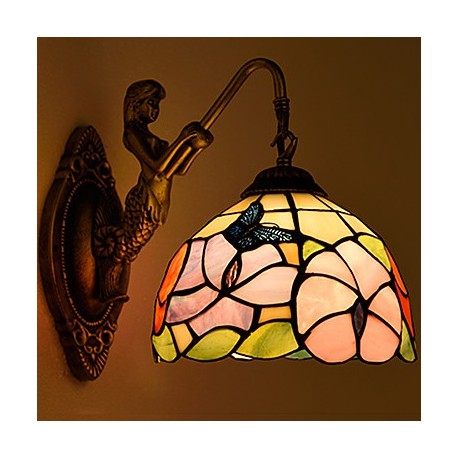 E27 220V 27*25CM 3-5㎡ European Contracted Rural Creative Wrought Iron Wall Lamp Glass Led Lights