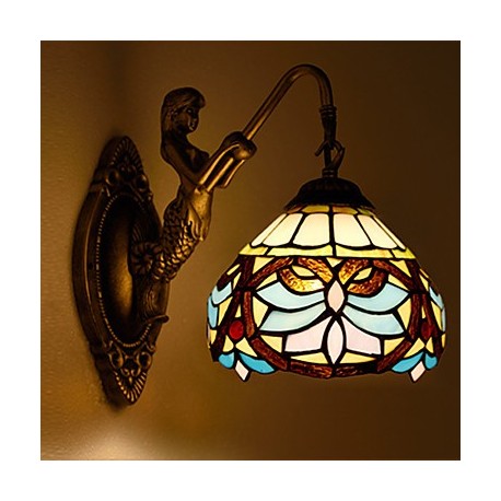 E27 220V 22*28CM 3-5㎡ European Contracted Rural Creative Wrought Iron Wall Lamp Glass Led Lights