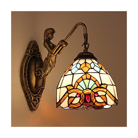 E27 220V 22*28CM 3-5㎡ European Contracted Rural Creative Wrought Iron Wall Lamp Glass Led Lights