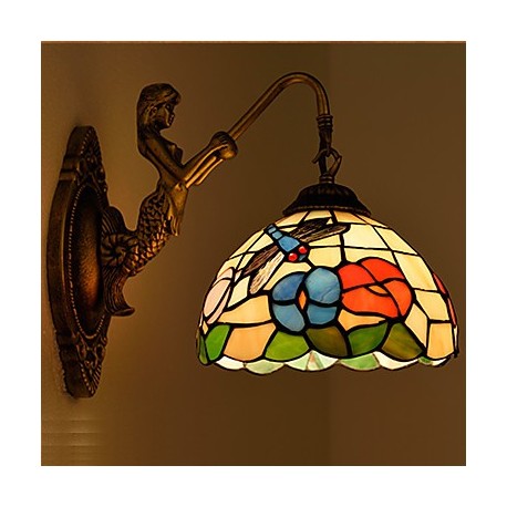 E27 220V 27*25CM 3-5㎡ European Contracted Rural Creative Wrought Iron Wall Lamp Glass Led Lights