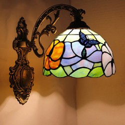 E27 220V 26*25CM 3-5㎡ European Mediterranean Contracted Rural Creative Wrought Iron Wall Lamp Glass Led Lights