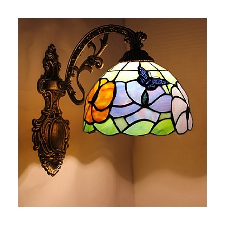E27 220V 26*25CM 3-5㎡ European Mediterranean Contracted Rural Creative Wrought Iron Wall Lamp Glass Led Lights