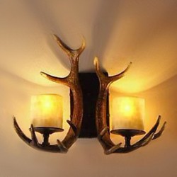 Wall Light with 2 Lights in Antlers Feature