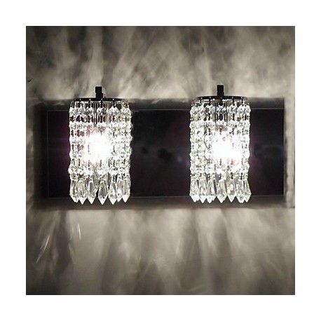120W Modern Wall Light with Crystal Pendants and 2 Lights in Polished Chrome