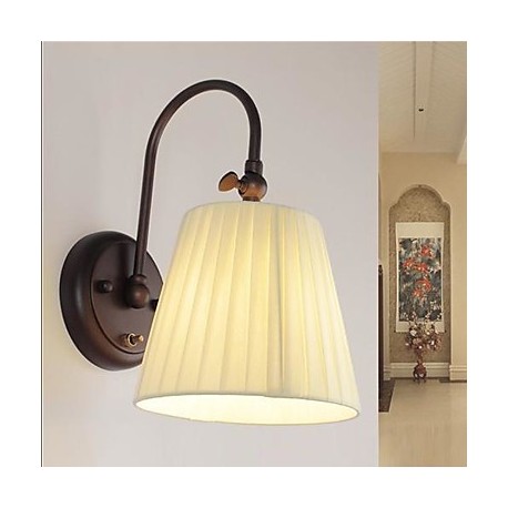 Iron Wall Lamp with Fabric Shade in 1 Light