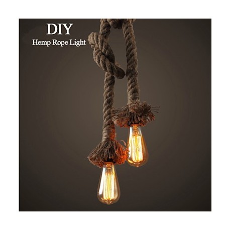 1 Light DIY Art Hemp Rope Light Creative Hemp Rope Chandelier Long 100cm Send 1 Bulb