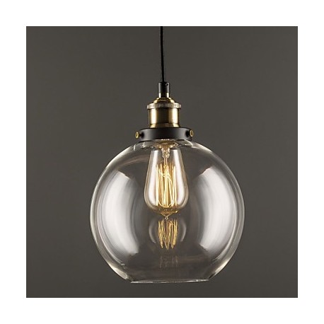 Industrial Factory Pendant Lamp - Antique Brass One-Light Fixture Glass Shade,Cafe Dining Room Pendant Light