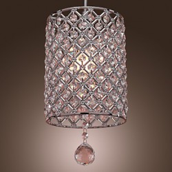 Crystal Drop Pendant Light in Cylinder Style