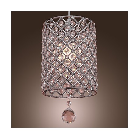 Crystal Drop Pendant Light in Cylinder Style