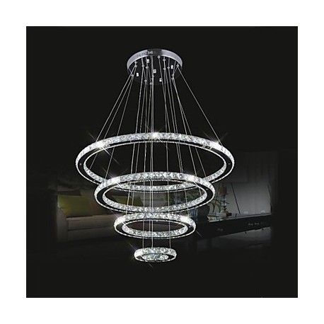 LED Crystal Pendant Lights Ceiling Lighting Clear Crystal Round 4 Rings 20CM 40CM 60CM 80CM LED Source Fixtures