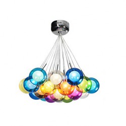 Modern Bubble Globe Colored Glass Pendant Light with 19 Lights