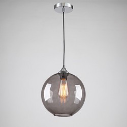 Modern Glass Pendant Light in Round Smoke grey Bubble Design