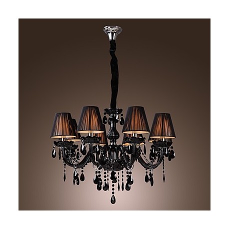 Chandelier Luxury Modern Black Crystal Living 8 Lights