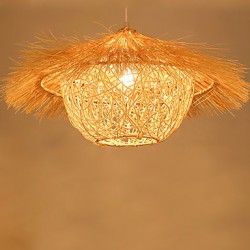 50*30CM Modern Rural Cany Art Woven Rattan Restaurant Single Head Droplight Lamp LED