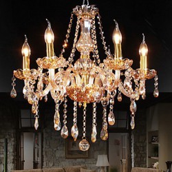 Amber 6 Lights Elegant Crystal Chandelier for Home