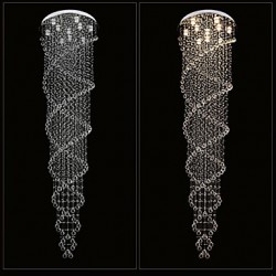 LED Ceiling Chandelier Light Pendant Lights Lamp Lighting Fixtures with K9 Crystal Double Spiral D70CM H250CM CE FCC UL